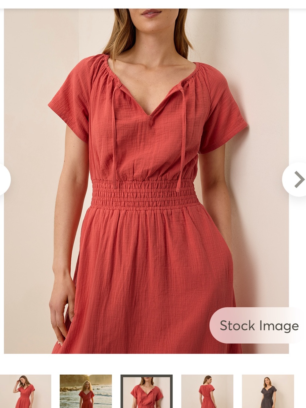 Women's Brand New, Never Worn Coastal Double Gauze Boho Midi Dress: color Kumqua - Picture 2 of 12